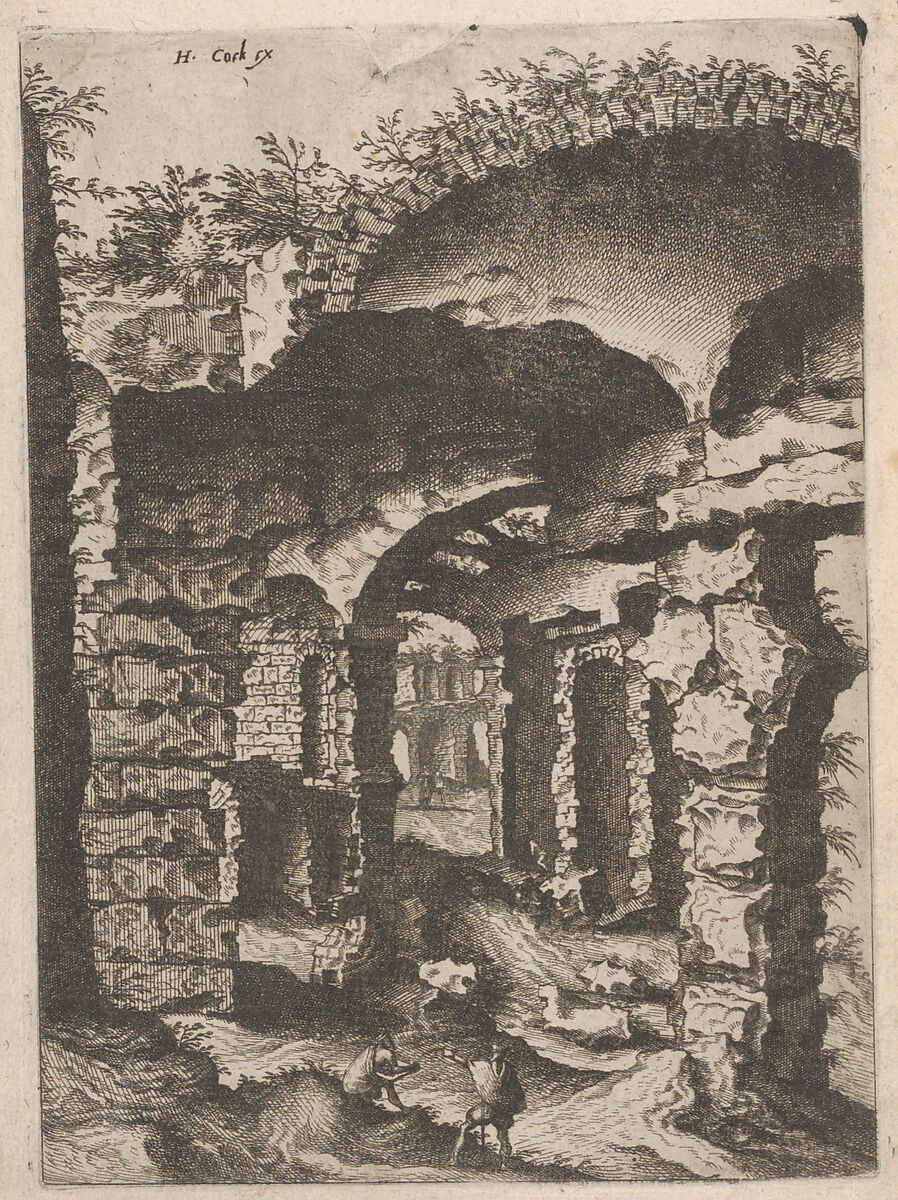 Vaults with Bosse Blocks, from "Roman Ruins and Buildings", Johannes van Doetecum I (Netherlandish, 1528/32–1605), Etching and engraving 