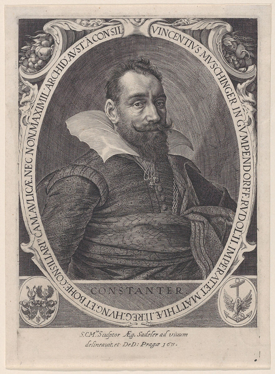 Vincenz Muschinger, Council to Emperor Rudolph II, Aegidius Sadeler II (Netherlandish, Antwerp 1568–1629 Prague), Engraving 
