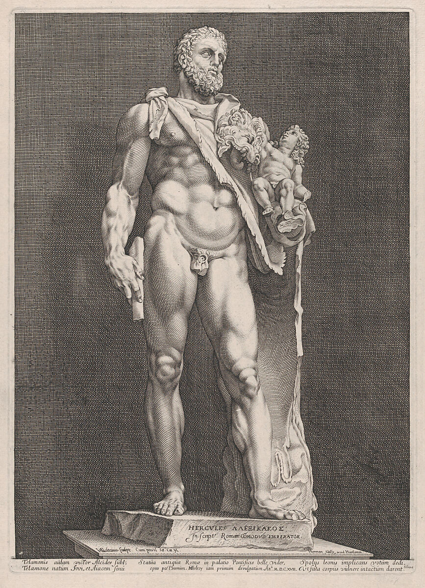 The Emperor Commodus as Hercules, Hendrick Goltzius (Netherlandish, Mühlbracht 1558–1617 Haarlem), Engraving 