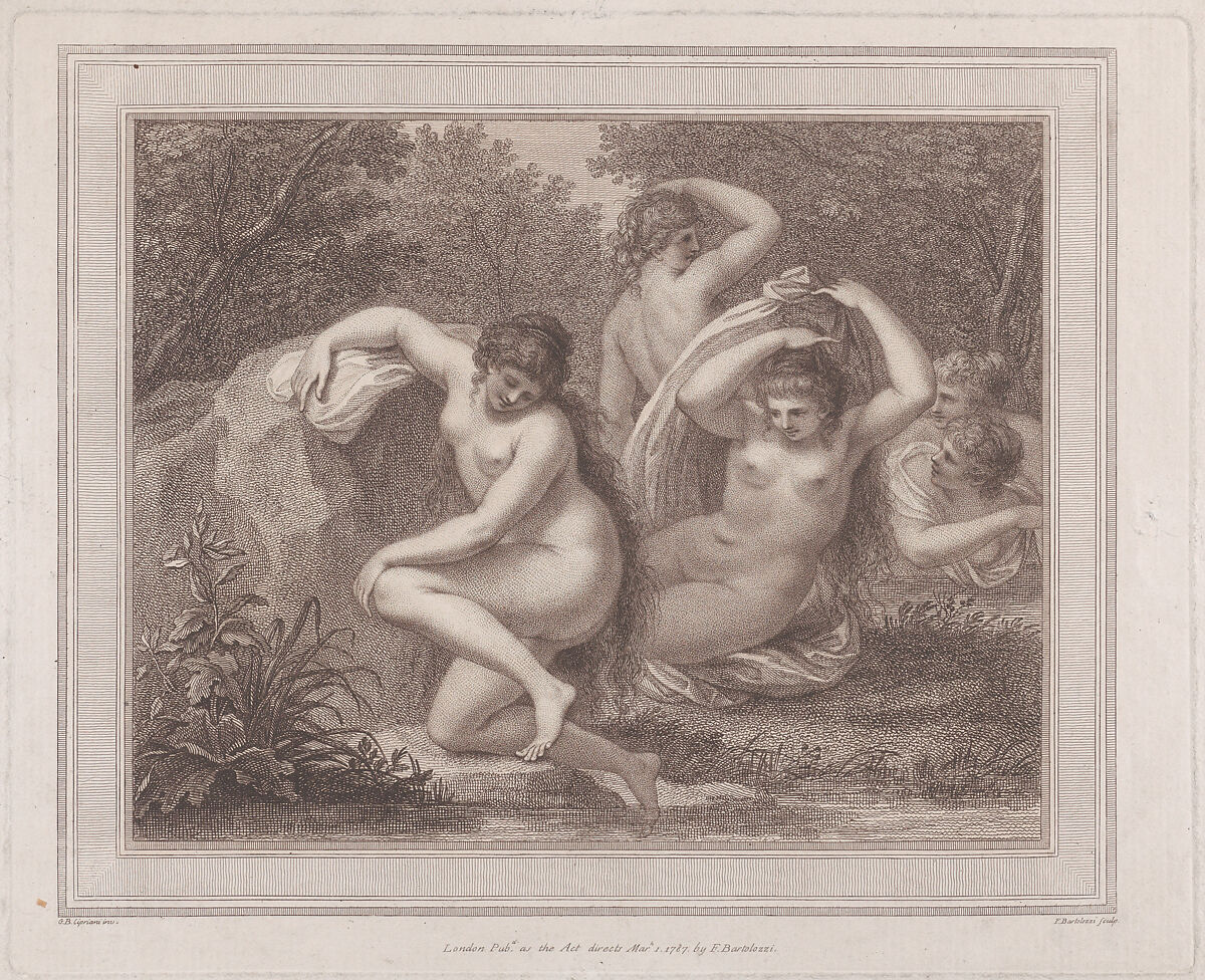 Bathing Nymphs, Francesco Bartolozzi (Italian, Florence 1728–1815 Lisbon), Etching; second state of two 