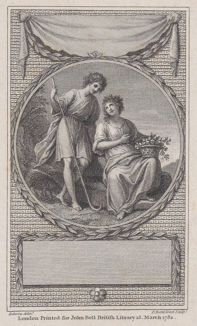 Idyll: Frontispiece to "The Poets of Great Britain, Complete from Chaucer to Churchill", Francesco Bartolozzi (Italian, Florence 1728–1815 Lisbon), Engraving; second state of four 