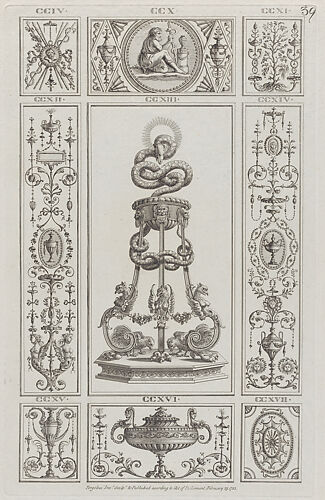 Tripod and Panels of Ornament, nos. CCIV–CCXVII, plate 39 from 