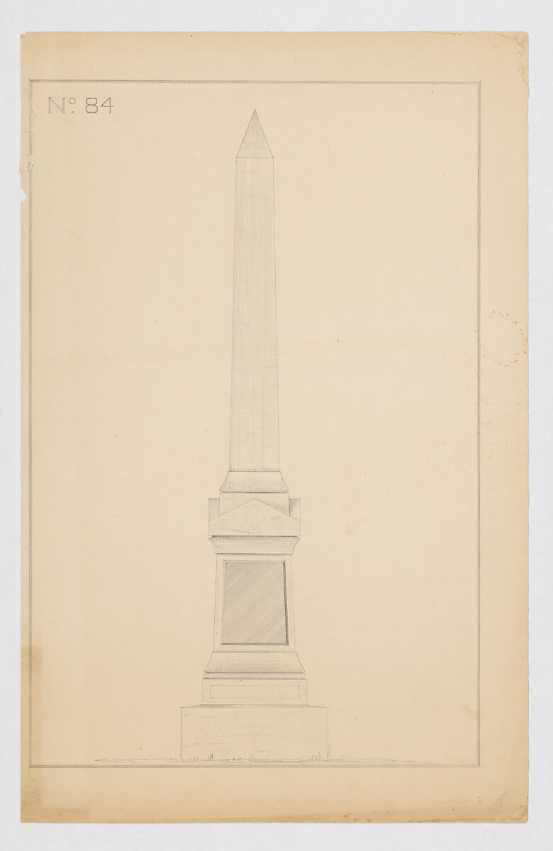 Obelisk Grave Monument, No. 84, Alexander Maxwell (American, active 1838–80), Graphite 