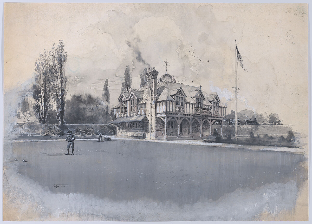 The Athletic Club at Bowling Green, Harry Fenn (American (born England), Surrey 1845–1911 Montclair, New Jersey), Watercolor, gouache and graphite 