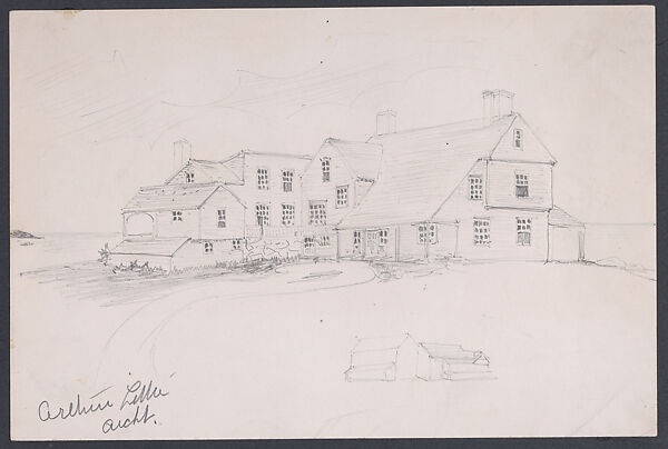 Wooden House near the Water (perhaps an early idea for Cliffs, Manchester, Massachusetts), Arthur Little (American, Boston, Massachusetts 1852–1925 Boston, Massachusetts), Graphite 