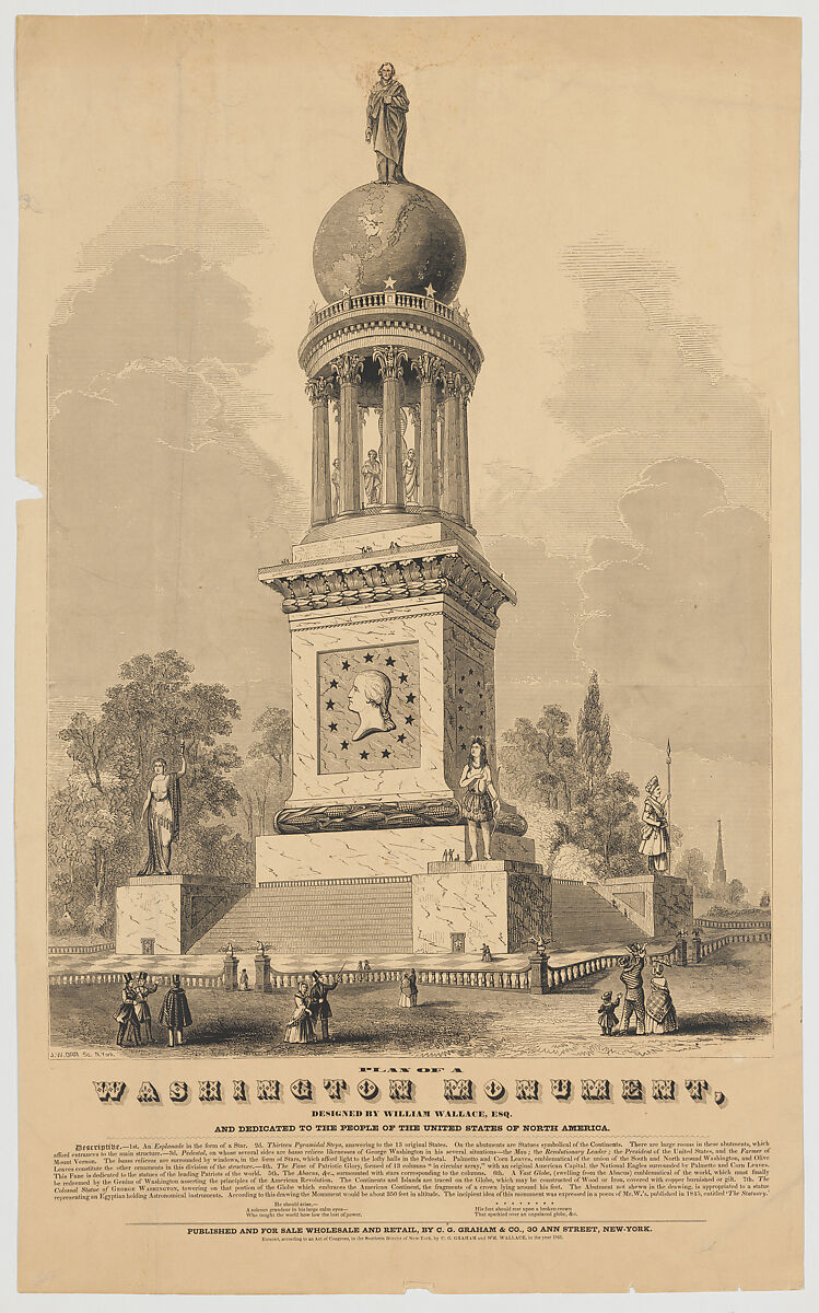 Plan of a Washington Monument, John William Orr (American (born, Ireland) 1815–1887 Jersey City, New Jersey), Wood engraving 