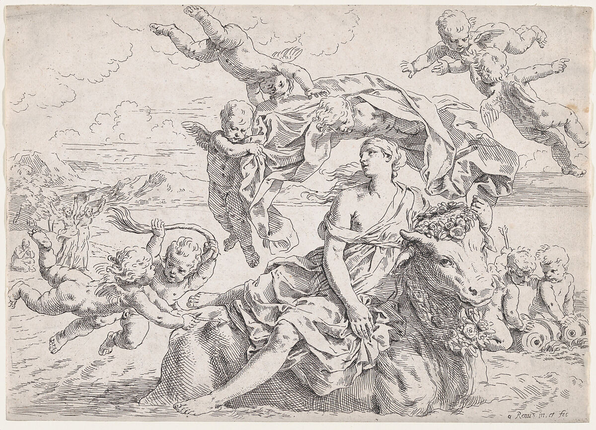 The Rape of Europa, after Guido Reni, Simone Cantarini (Italian, Pesaro 1612–1648 Verona), Etching 