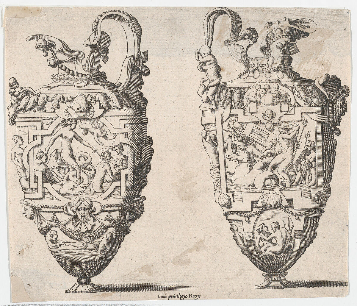 Two Vases, René Boyvin (French, Angers ca. 1525–1598 or 1625/6 Angers), Engraving 