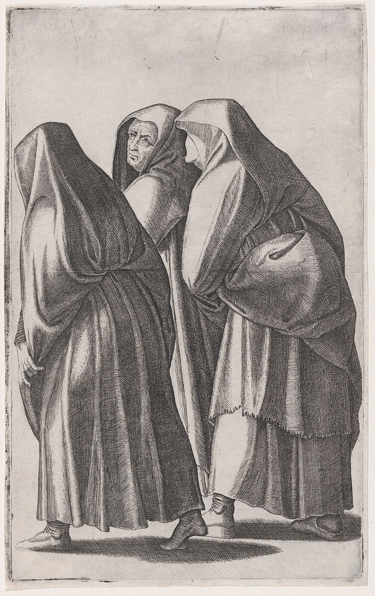 The three holy women going to the sepulchre, Agostino Veneziano (Agostino dei Musi) (Italian, Venice ca. 1490–after 1536 Rome), Engraving 