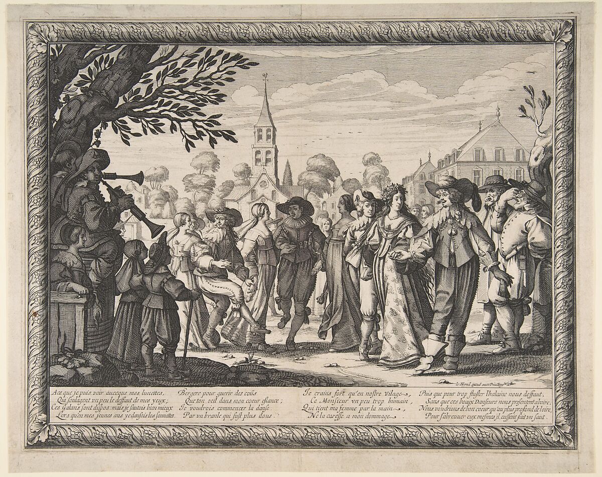Dance on the Village Square, Abraham Bosse (French, Tours 1602/04–1676 Paris), Etching 