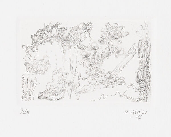 A group of eight untitled drypoints of different abstract and biomorphic forms, Alan Glass (Canadian, active Mexico,1932–2023 Mexico City), Drypoint