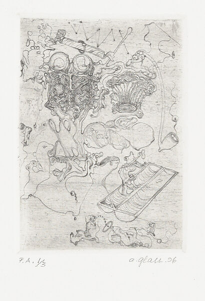 A group of eight untitled drypoints of different abstract and biomorphic forms, Alan Glass (Canadian, active Mexico,1932–2023 Mexico City), Drypoint