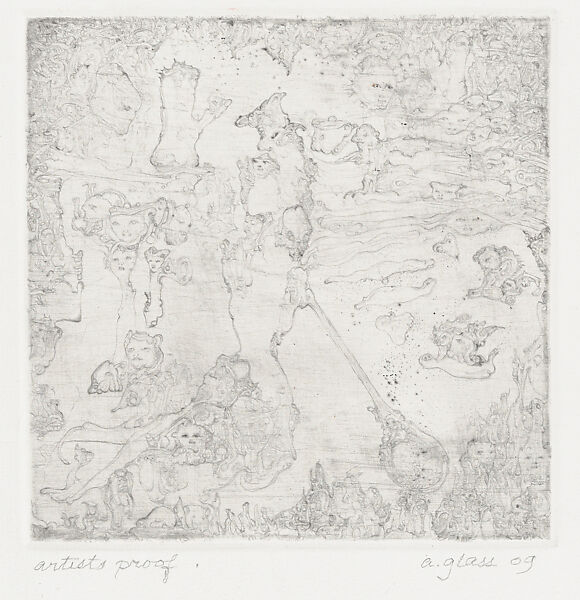 A group of eight untitled drypoints of different abstract and biomorphic forms, Alan Glass (Canadian, active Mexico,1932–2023 Mexico City), Drypoint