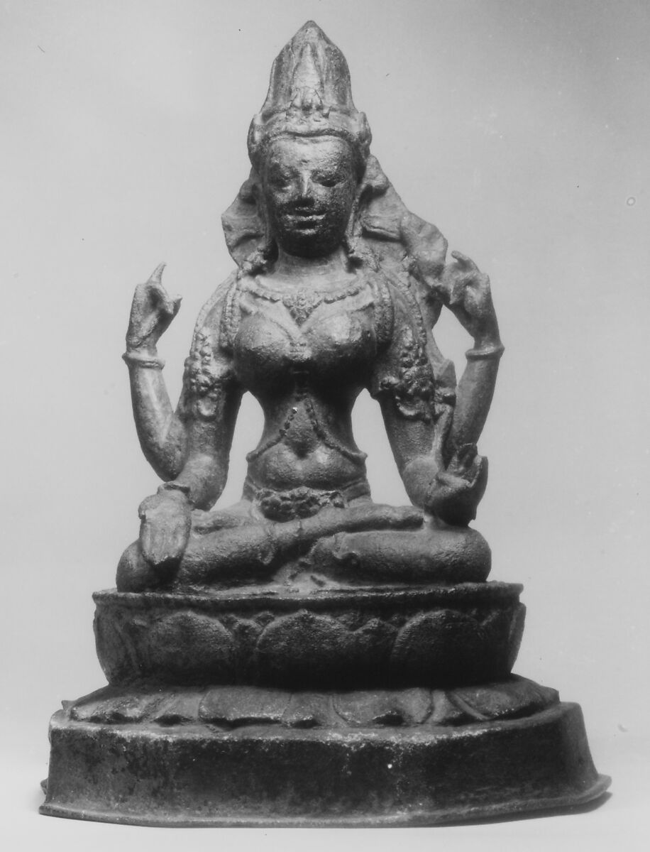 Prajnaparamita, the Buddhist Goddess of Transcendent Wisdom, Bronze with traces of lacquer, Indonesia 