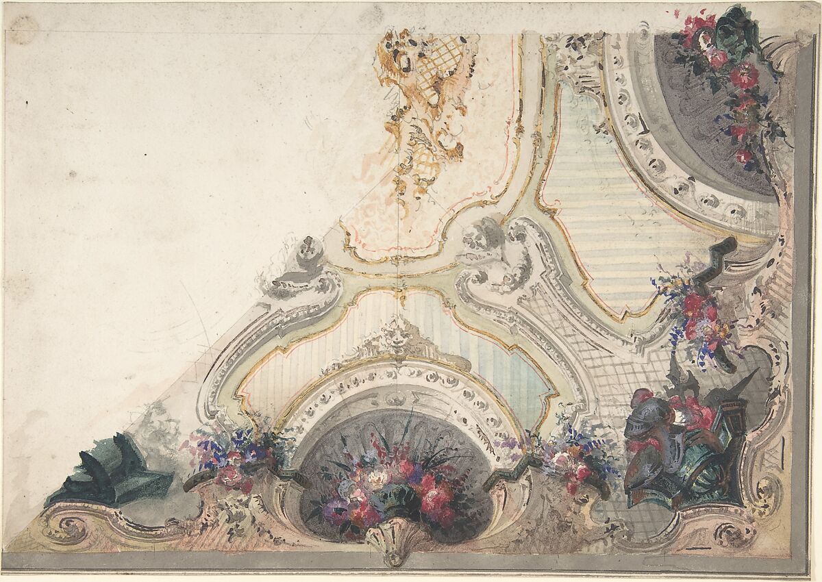 Design for a Painted Ceiling, Anonymous, Italian, 19th century, Watercolor 