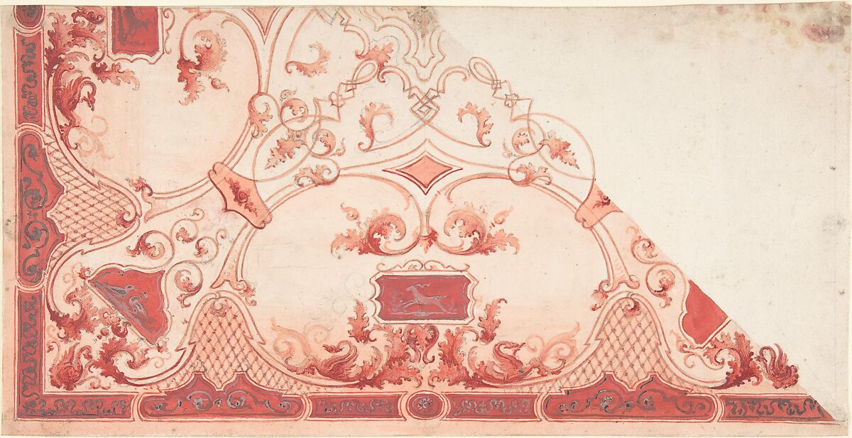 Design for a Painted Ceiling, Anonymous, Italian, 19th century, Watercolor 