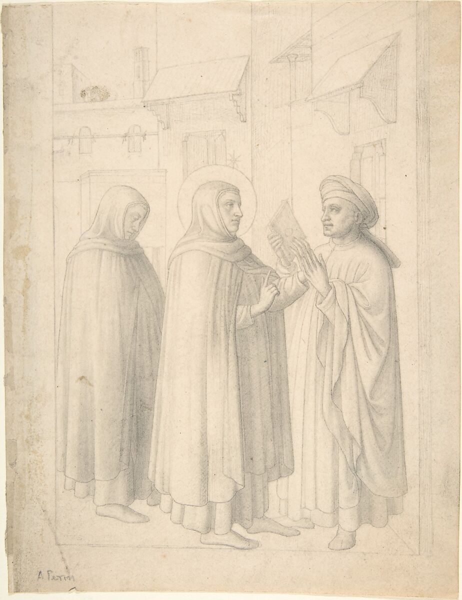 Scene with a Saint, Anonymous, Italian, 19th century, Graphite 