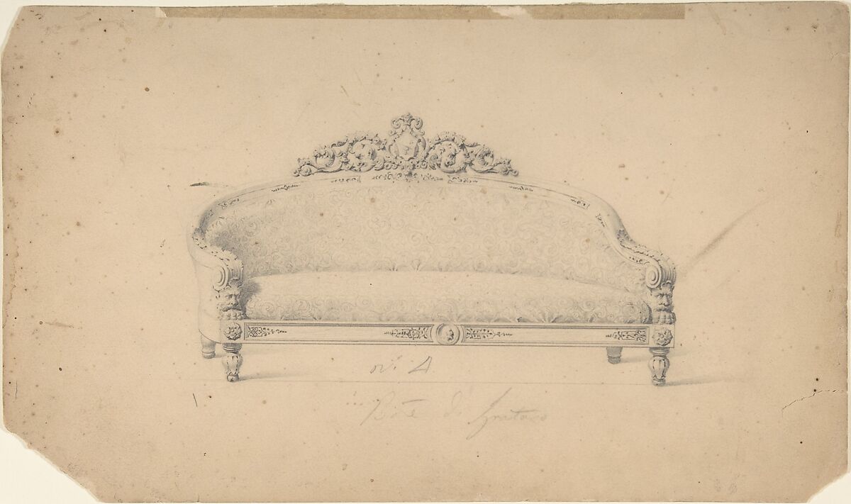 Design for a Couch, Anonymous, Italian, 19th century 