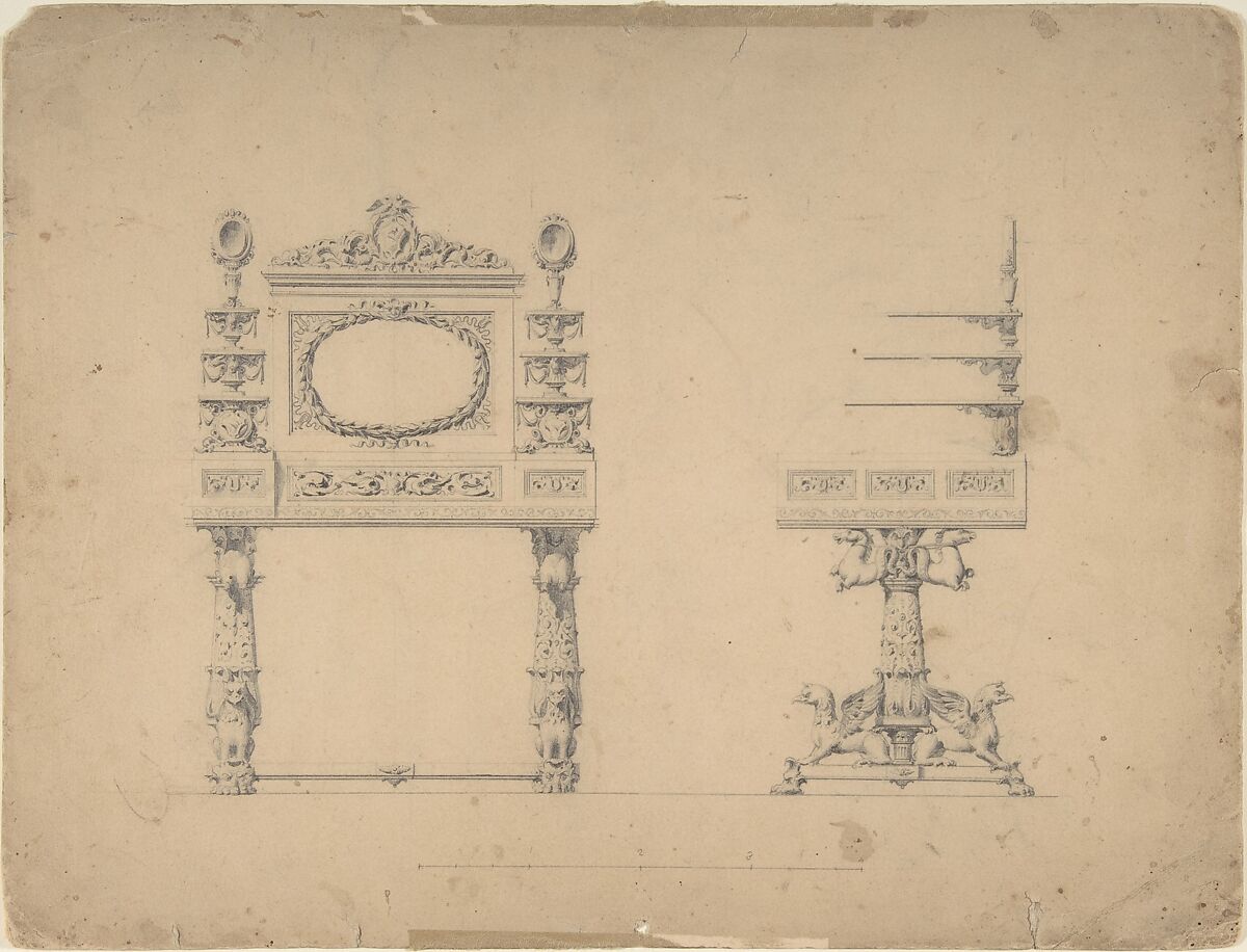 Designs for Furniture, Anonymous, Italian, 19th century 