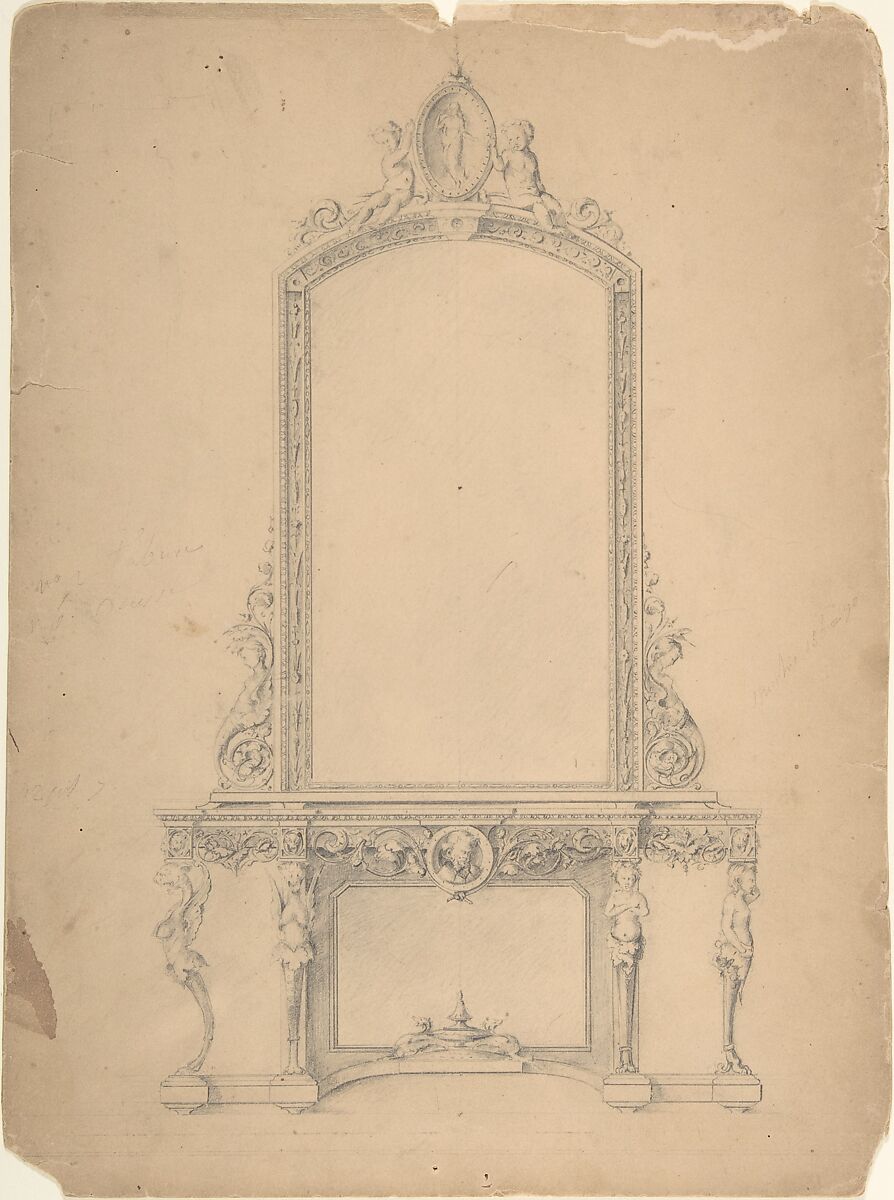Design for a Mirror, Anonymous, Italian, 19th century 