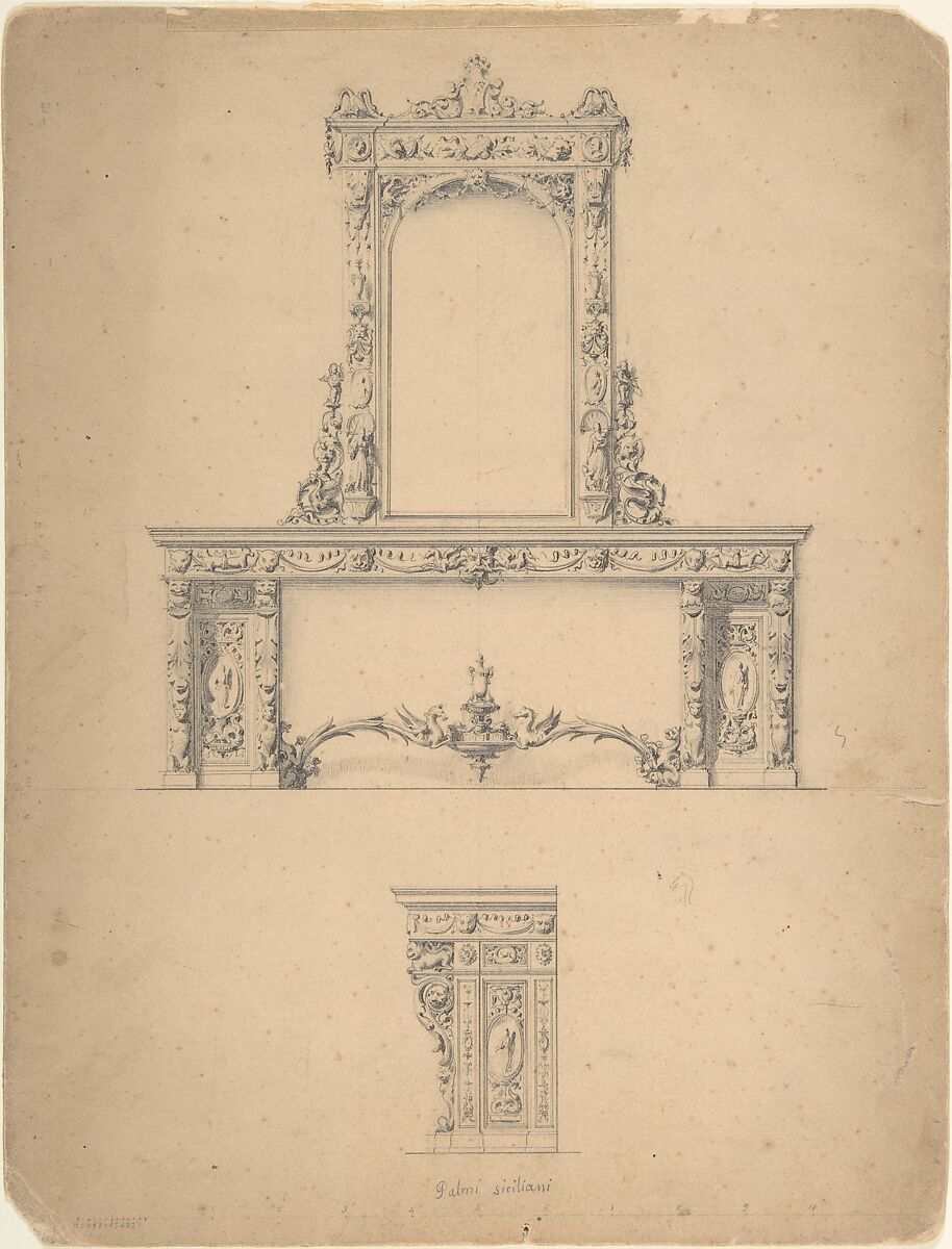 Design for a Mirror, Anonymous, Italian, 19th century 