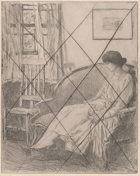 The Open Window, Childe Hassam (American, Dorchester, Massachusetts 1859–1935 East Hampton, New York), Etching; proof from cancelled plate 