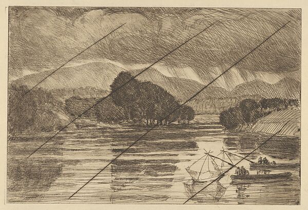 Storm in the Catskills, Childe Hassam (American, Dorchester, Massachusetts 1859–1935 East Hampton, New York), Drypoint and etching; proof from cancelled plate 