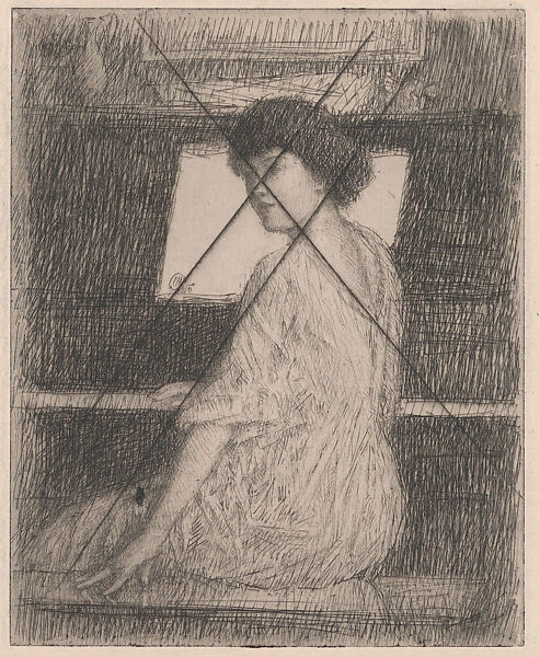The Little Piano, Childe Hassam (American, Dorchester, Massachusetts 1859–1935 East Hampton, New York), Etching; proof from cancelled plate 