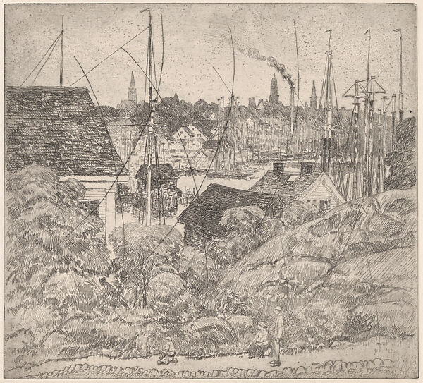 Harbor of One Thousand Masts, Childe Hassam (American, Dorchester, Massachusetts 1859–1935 East Hampton, New York), Etching; proof from cancelled plate 
