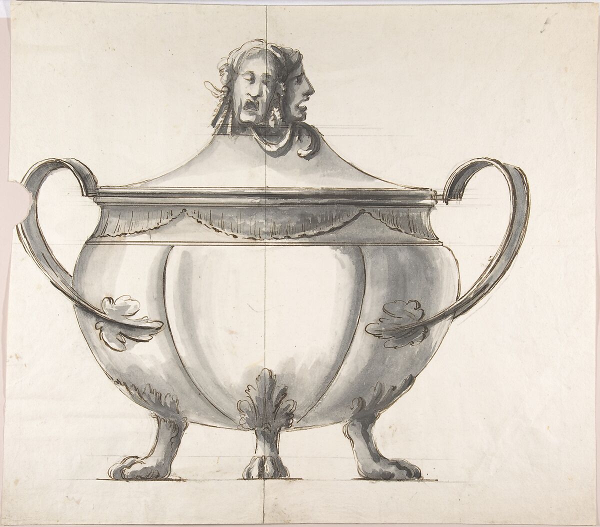 Tureen, Anonymous, Italian, 19th century, Pen and ink and wash 