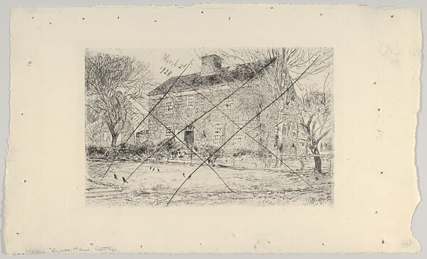 The "Home Sweet Home" Cottage, No. 2, Childe Hassam (American, Dorchester, Massachusetts 1859–1935 East Hampton, New York), Etching; proof from cancelled plate 