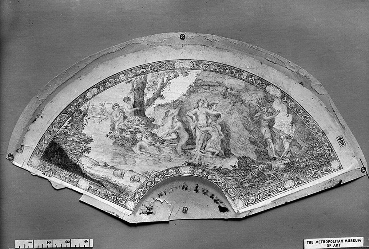 Fan, Anonymous, Italian, 19th century, Paper, paint