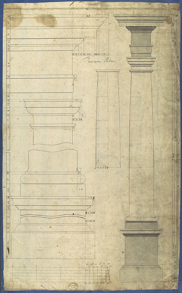 The General Proportion of the Tuscan Order, in Chippendale Drawings, Vol. I, Thomas Chippendale (British, baptised Otley, West Yorkshire 1718–1779 London), Black ink and gray wash 