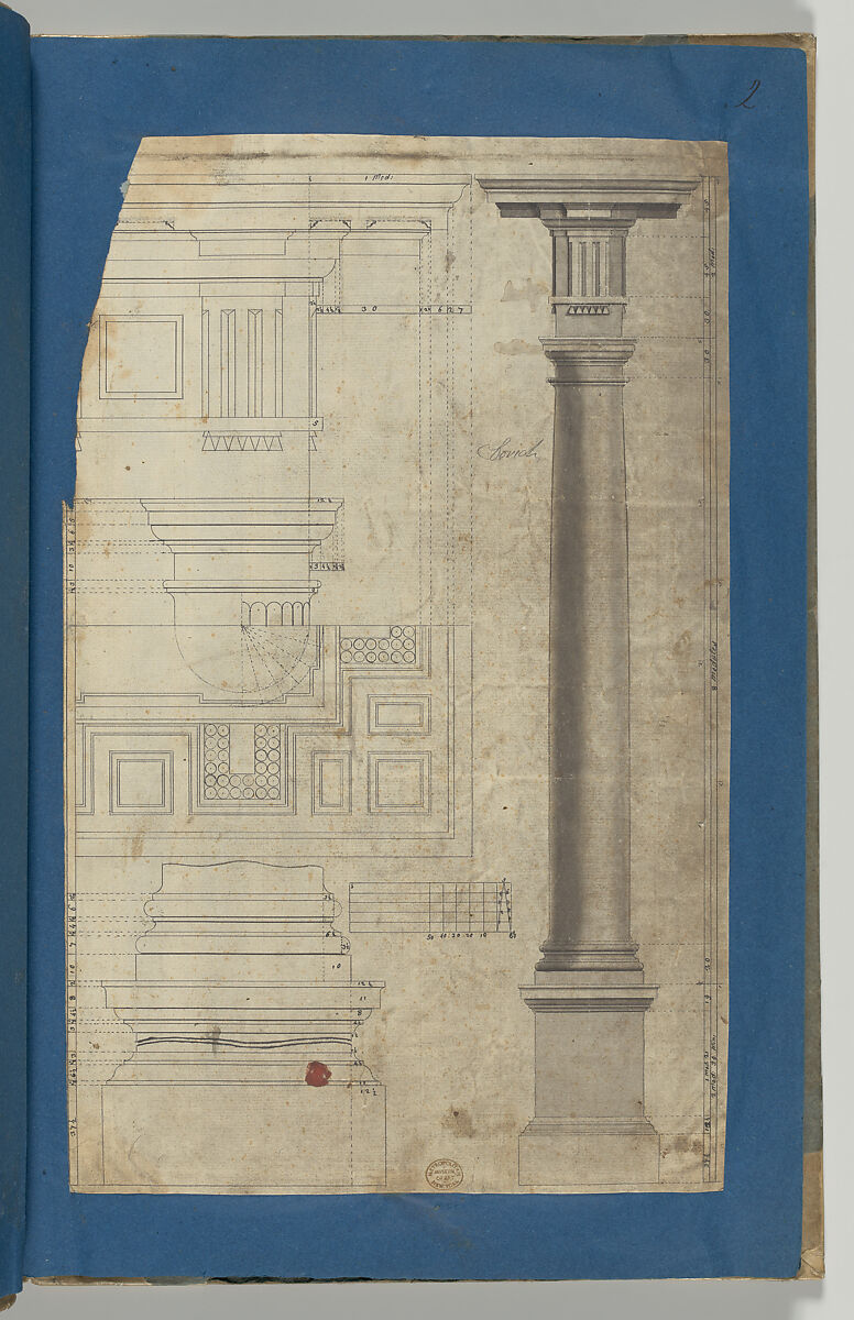 The General Proportion of the Doric Order, in Chippendale Drawings, Vol. I, Thomas Chippendale (British, baptised Otley, West Yorkshire 1718–1779 London), Black ink and gray wash