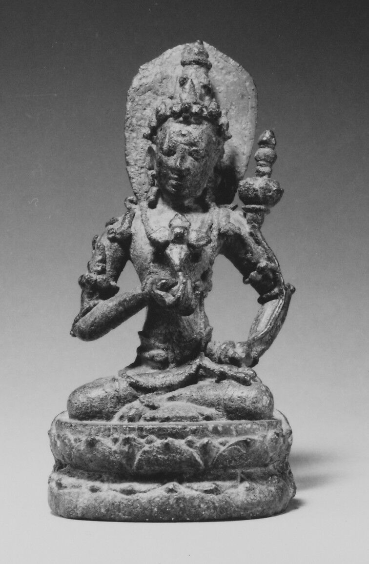 Seated Male Deity Holding a Double Vajra, Bronze, Indonesia (Java, Ngandjuk) 