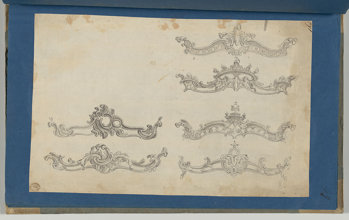 Cornices, in Chippendale Drawings, Vol. I, Thomas Chippendale (British, baptised Otley, West Yorkshire 1718–1779 London), Black ink, gray ink, gray wash