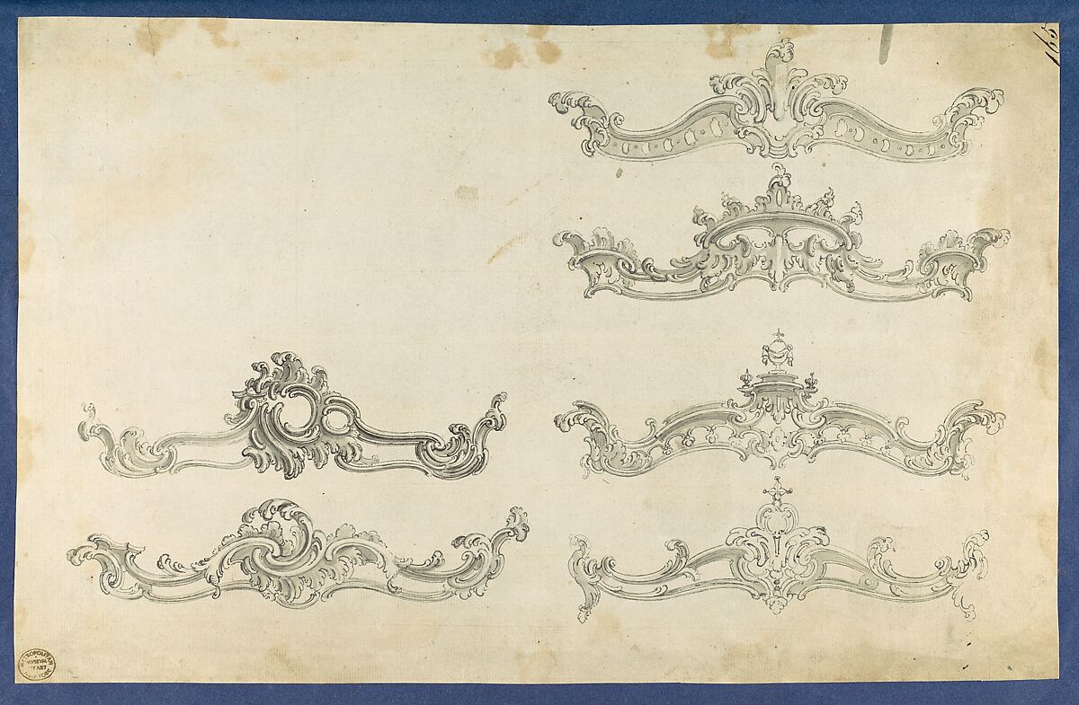 Cornices, in Chippendale Drawings, Vol. I, Thomas Chippendale (British, baptised Otley, West Yorkshire 1718–1779 London), Black ink, gray ink, gray wash 