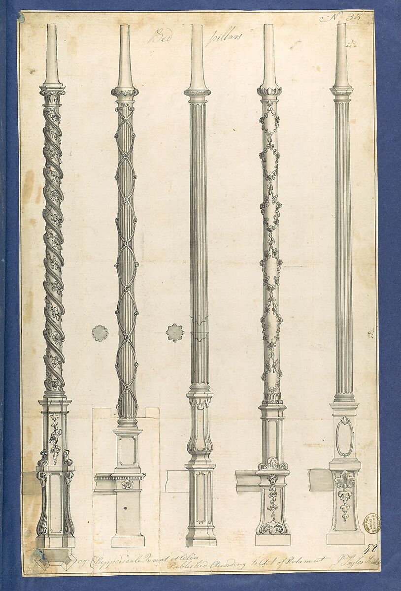 Bed Pillars, in Chippendale Drawings, Vol. I