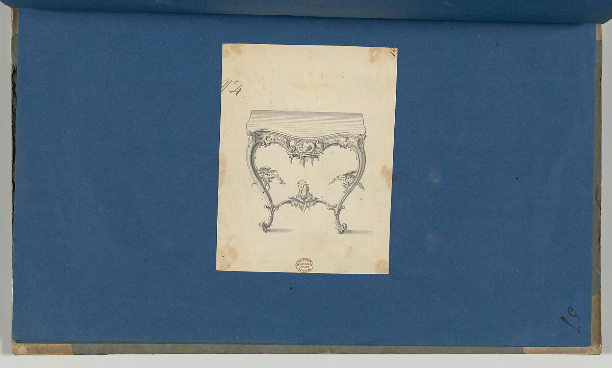 Sideboard Table, in Chippendale Drawings, Vol. I, Thomas Chippendale (British, baptised Otley, West Yorkshire 1718–1779 London), Black ink, gray ink, gray wash