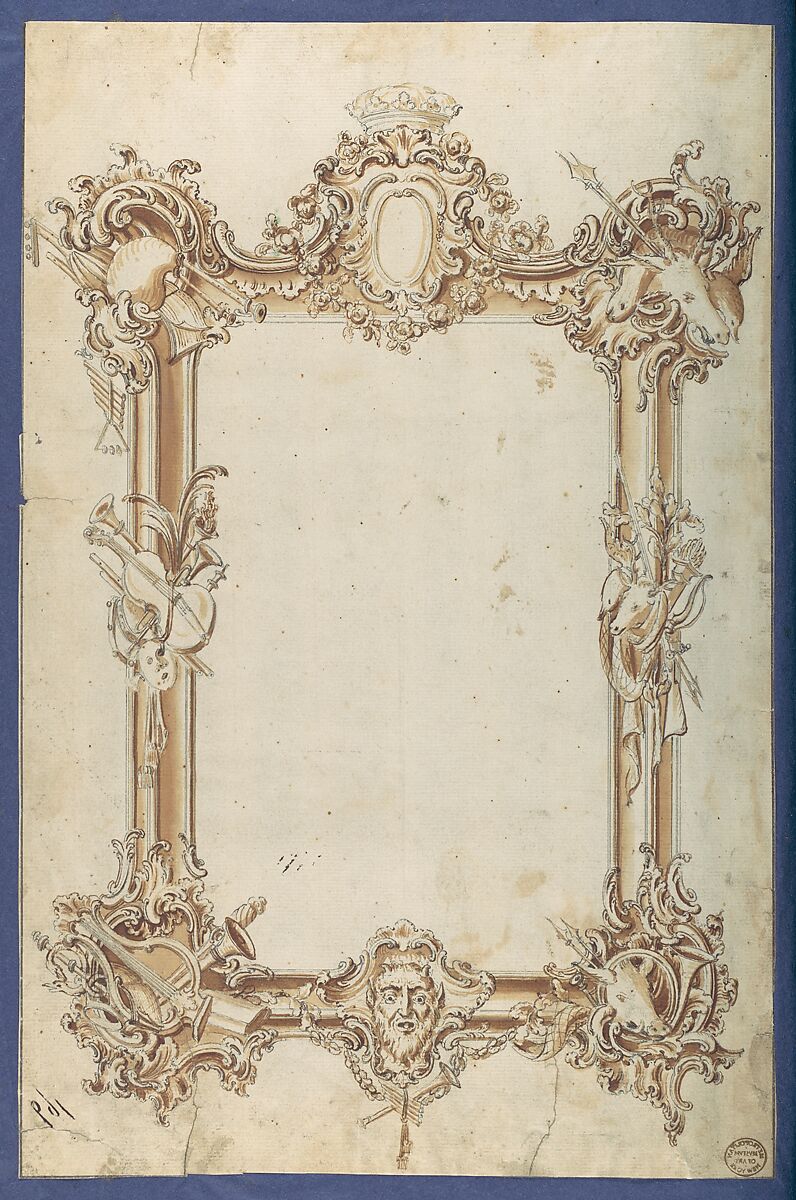 Picture Frame, in Chippendale Drawings, Vol. I, Thomas Chippendale (British, baptised Otley, West Yorkshire 1718–1779 London), Black ink, brown ink, brown wash 