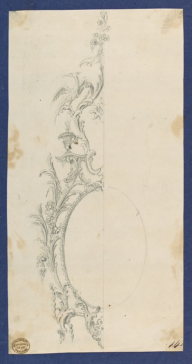 Pier Glass Frame, in Chippendale Drawings, Vol. I, Thomas Chippendale (British, baptised Otley, West Yorkshire 1718–1779 London), Graphite 