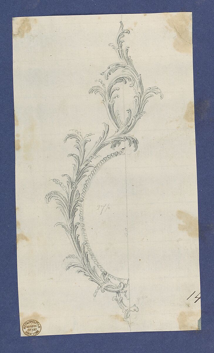 Pier Glass Frame, in Chippendale Drawings, Vol. I, Thomas Chippendale (British, baptised Otley, West Yorkshire 1718–1779 London), Graphite 