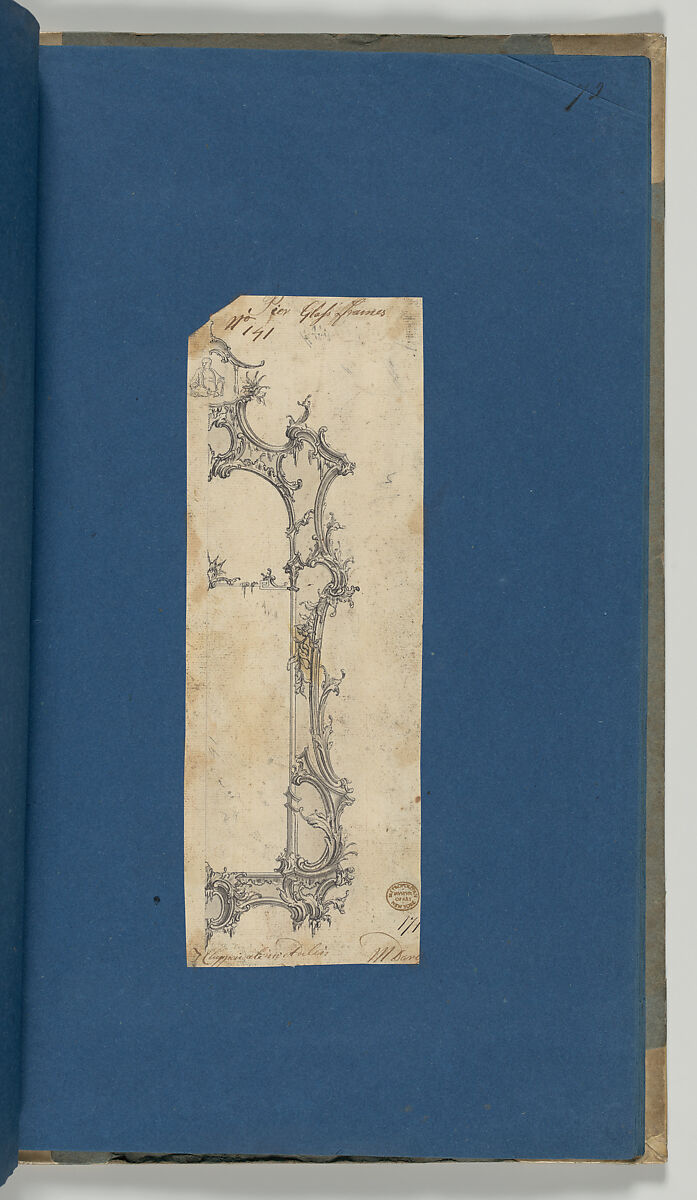 Pier Glass Frames, in Chippendale Drawings, Vol. I, Thomas Chippendale (British, baptised Otley, West Yorkshire 1718–1779 London), Black ink, gray wash