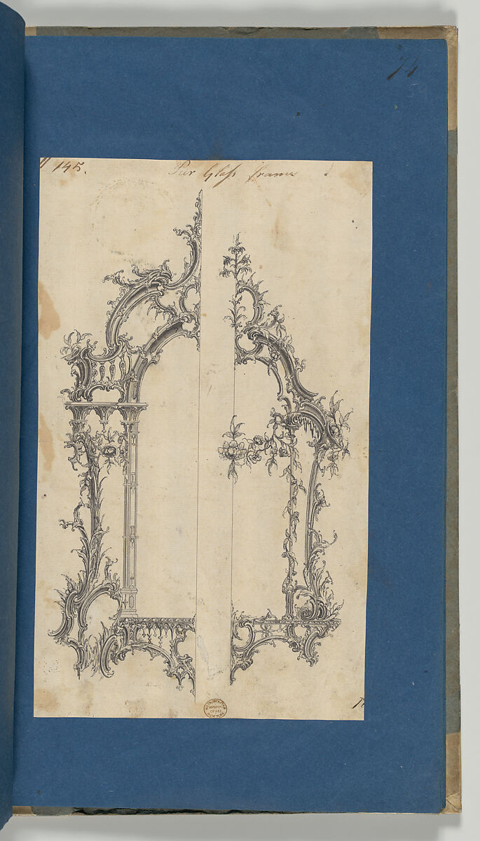 Pier Glass Frames, in Chippendale Drawings, Vol. I, Thomas Chippendale (British, baptised Otley, West Yorkshire 1718–1779 London), Black ink, gray ink, gray wash
