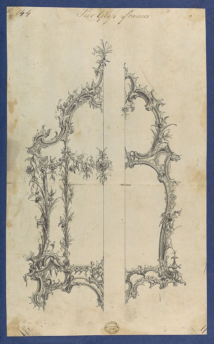 Pier Glass Frames, in Chippendale Drawings, Vol. I, Thomas Chippendale (British, baptised Otley, West Yorkshire 1718–1779 London), Black ink, gray ink, gray wash 