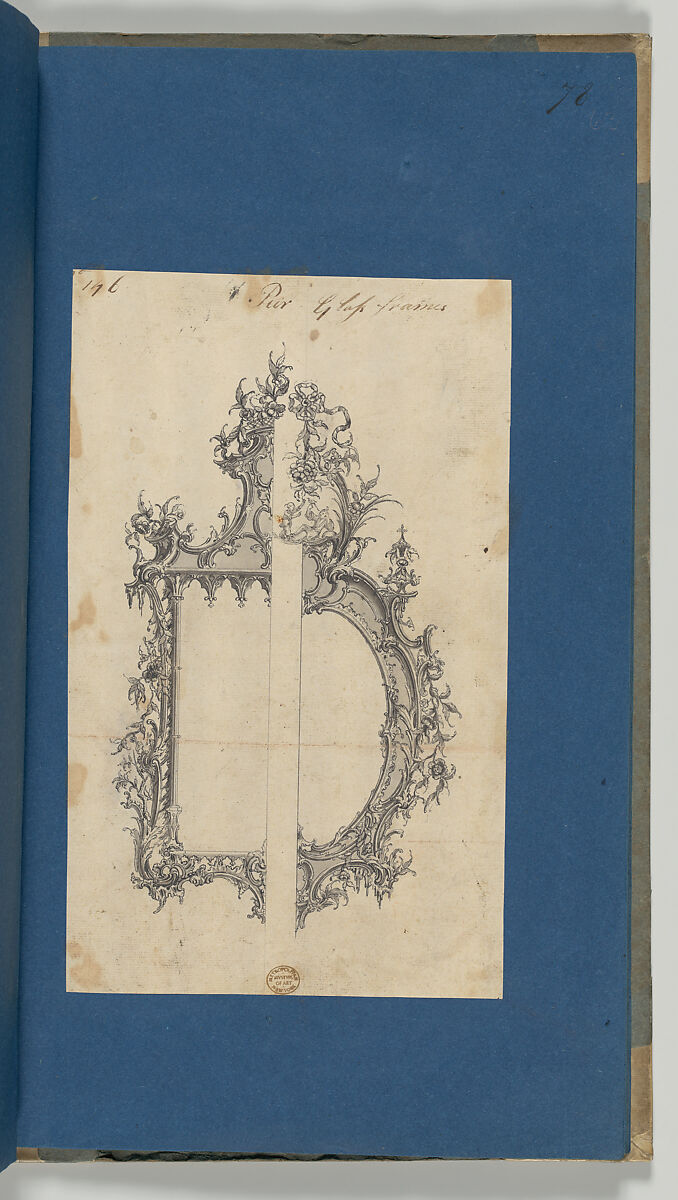 Pier Glass Frames, in Chippendale Drawings, Vol. I, Thomas Chippendale (British, baptised Otley, West Yorkshire 1718–1779 London), Black ink, gray ink, gray wash
