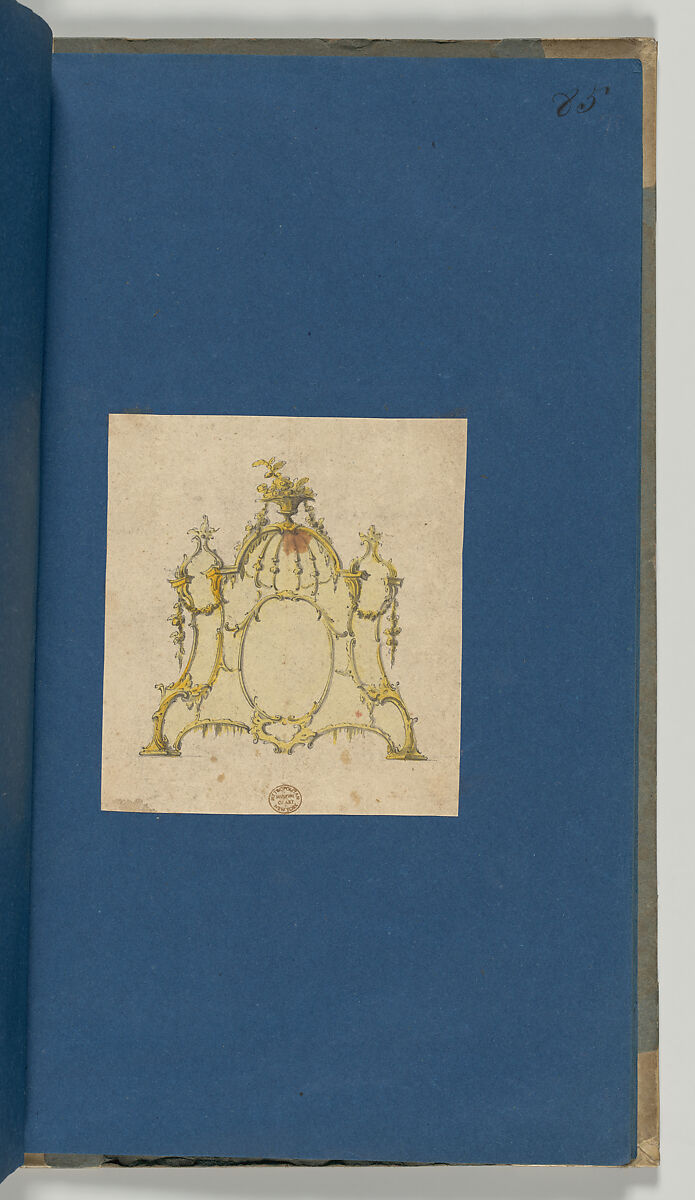 Overmantle, in Chippendale Drawings, Vol. I, Thomas Chippendale (British, baptised Otley, West Yorkshire 1718–1779 London), Black ink, yellow and gray washes