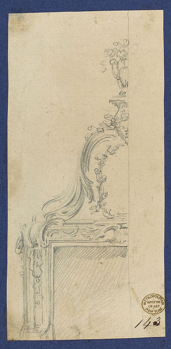 Chimneypiece, in Chippendale Drawings, Vol. I, Thomas Chippendale (British, baptised Otley, West Yorkshire 1718–1779 London), Graphite 