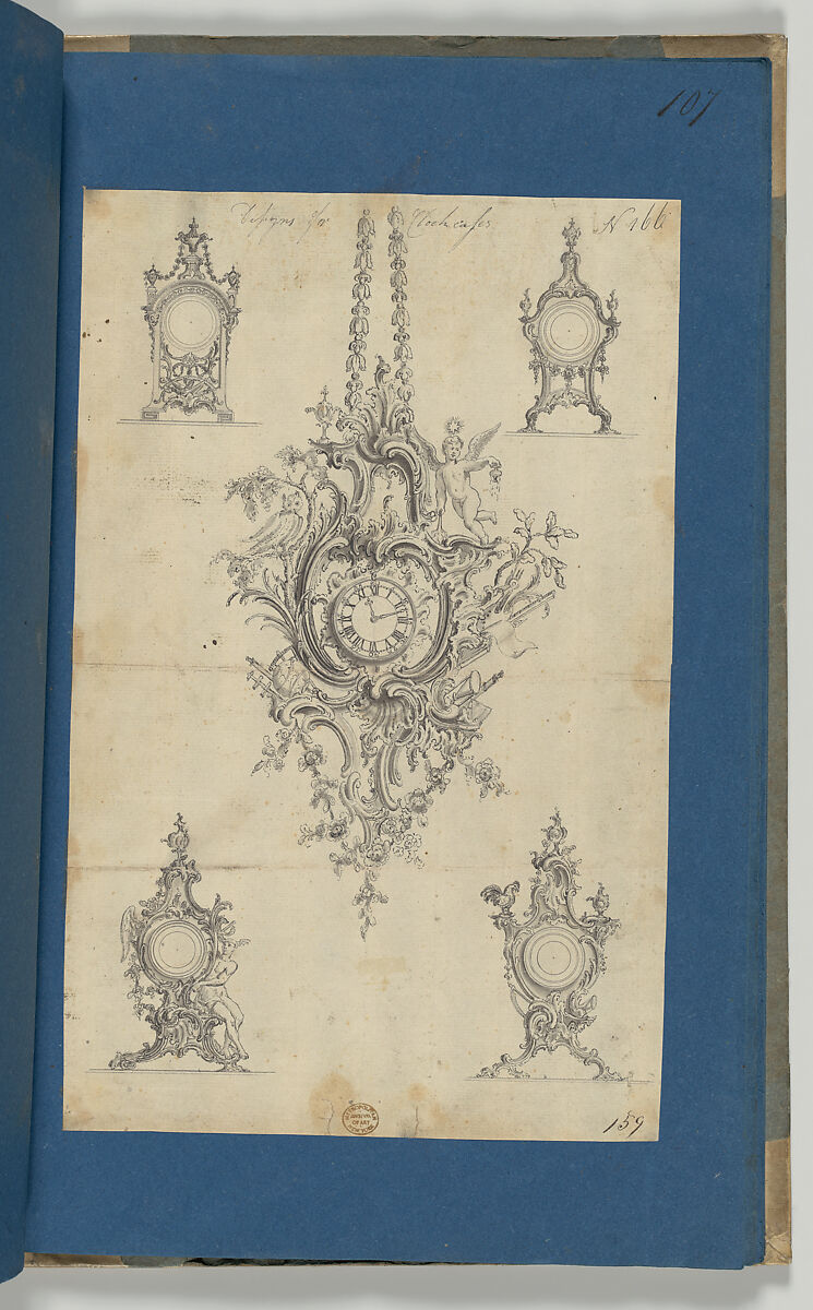 Clock Cases, in Chippendale Drawings, Vol. I, Thomas Chippendale (British, baptised Otley, West Yorkshire 1718–1779 London), Black ink, gray wash