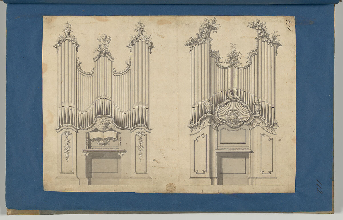Chamber Organs, from Chippendale Drawings, Vol. II, Thomas Chippendale (British, baptised Otley, West Yorkshire 1718–1779 London), Black ink, gray wash